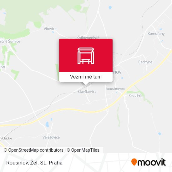 Rousínov, Žel. St. mapa