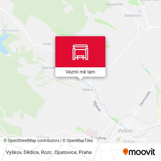 Vyškov, Dědice, Rozc. Opatovice mapa