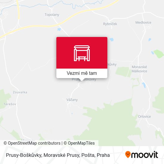 Prusy-Boškůvky, Moravské Prusy, Pošta mapa