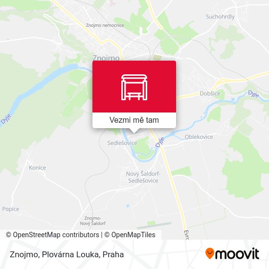 Znojmo, Plovárna Louka mapa