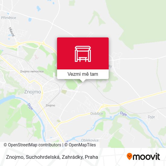 Znojmo, Suchohrdelská, Zahrádky mapa