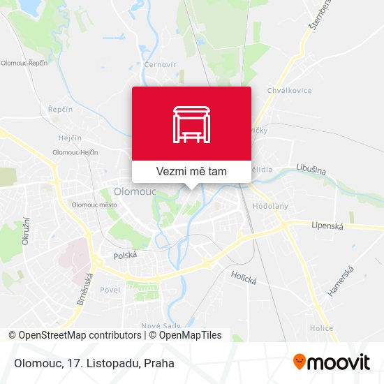 Olomouc, 17. Listopadu mapa