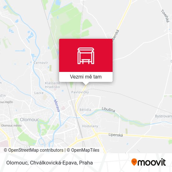 Olomouc, Chválkovická-Epava mapa