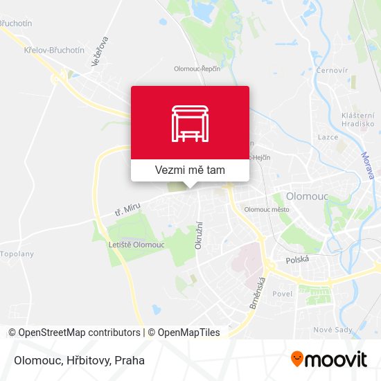 Olomouc, Hřbitovy mapa