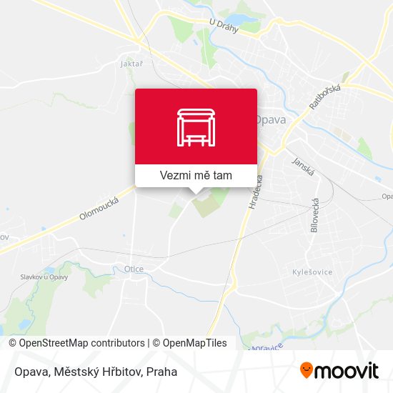Opava, Městský Hřbitov mapa