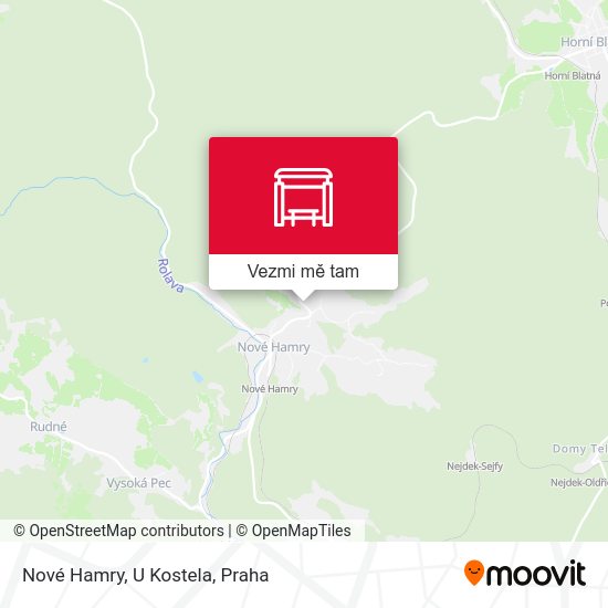 Nové Hamry, U Kostela mapa
