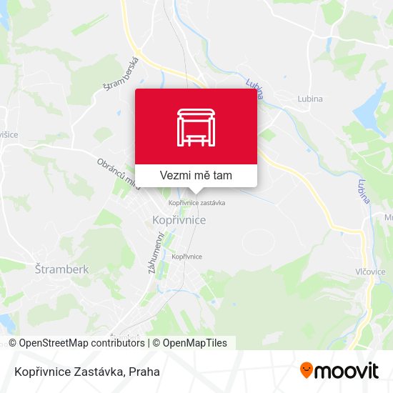 Kopřivnice Zastávka mapa