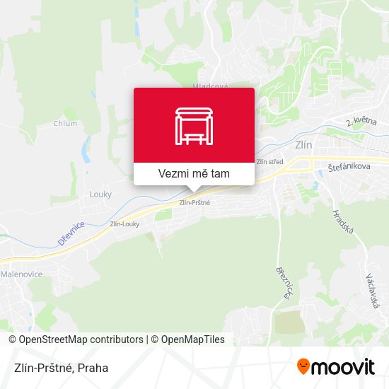 Zlín-Prštné mapa