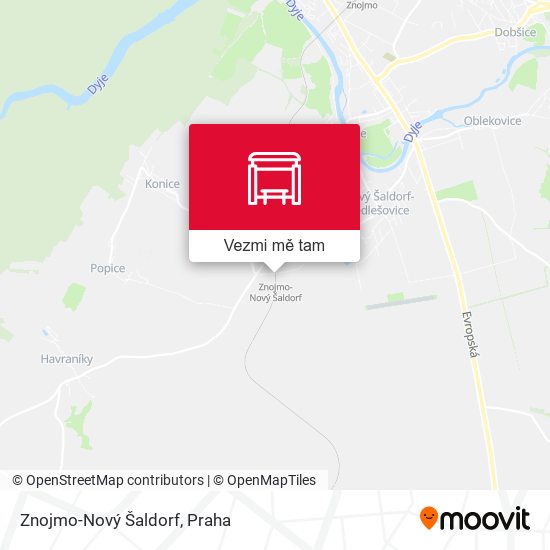 Znojmo-Nový Šaldorf mapa