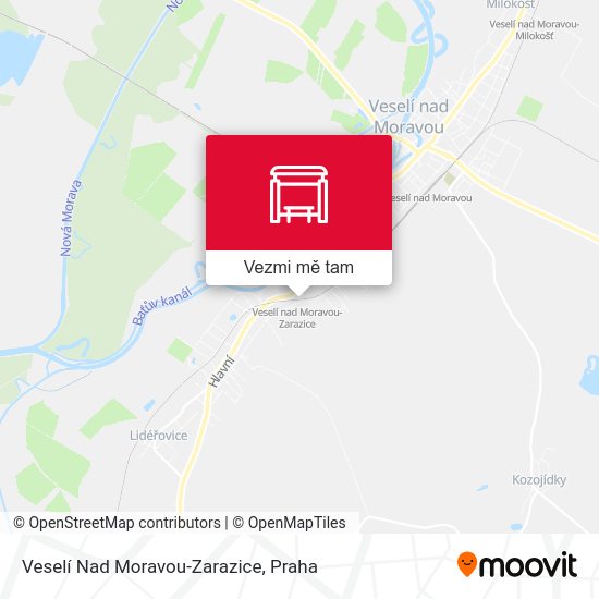 Veselí Nad Moravou-Zarazice mapa
