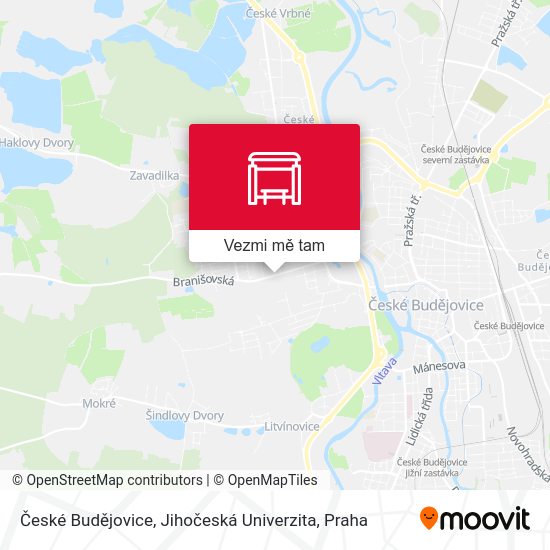 České Budějovice, Jihočeská Univerzita mapa