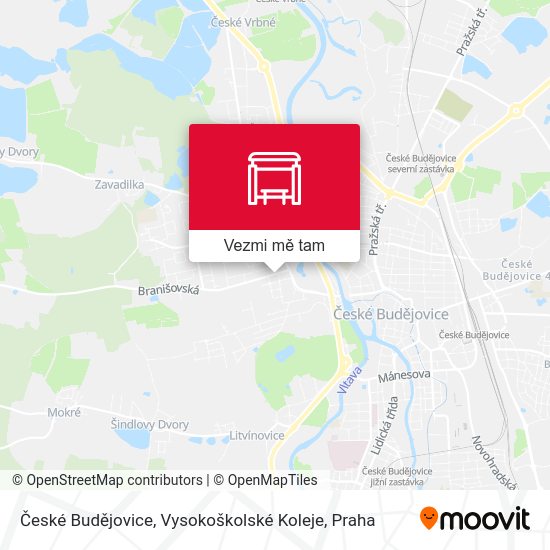 České Budějovice, Vysokoškolské Koleje mapa
