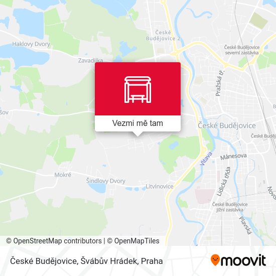 České Budějovice, Švábův Hrádek mapa