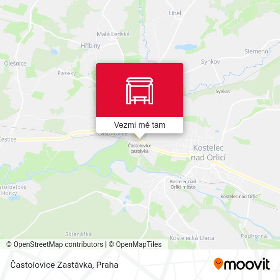 Častolovice Zastávka mapa
