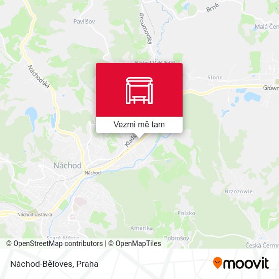 Náchod-Běloves mapa