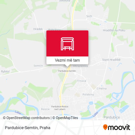 Pardubice-Semtín mapa
