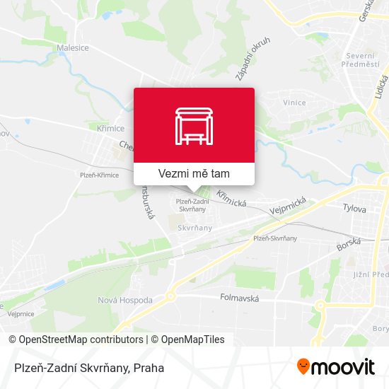 Plzeň-Zadní Skvrňany mapa