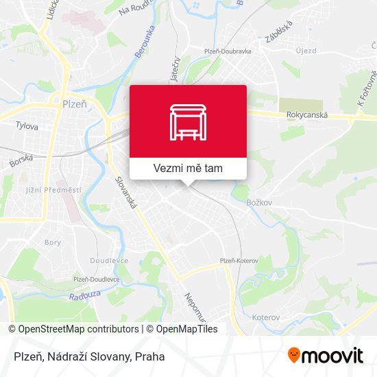 Plzeň, Nádraží Slovany mapa