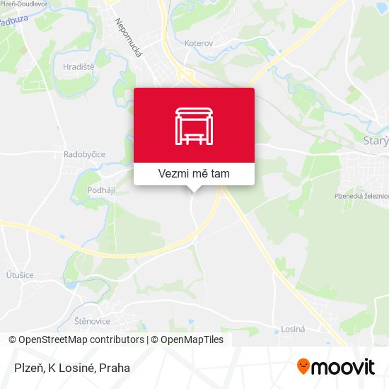 Plzeň, K Losiné mapa