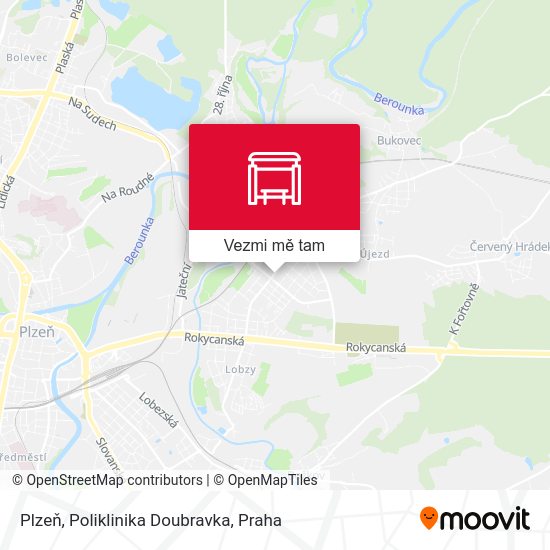 Plzeň, Poliklinika Doubravka mapa