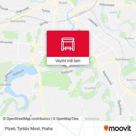 Plzeň, Tyršův Most mapa