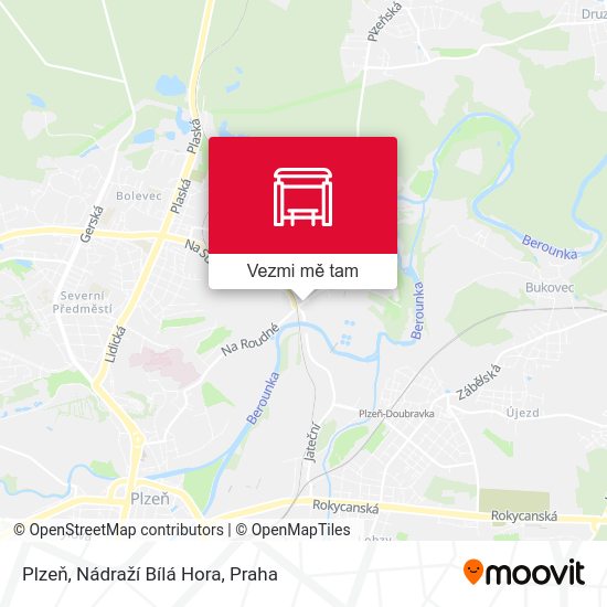 Plzeň, Nádraží Bílá Hora mapa