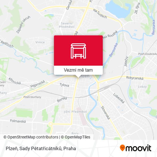 Plzeň, Sady Pětatřicátníků mapa
