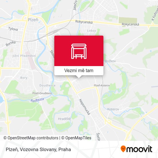 Plzeň, Vozovna Slovany mapa
