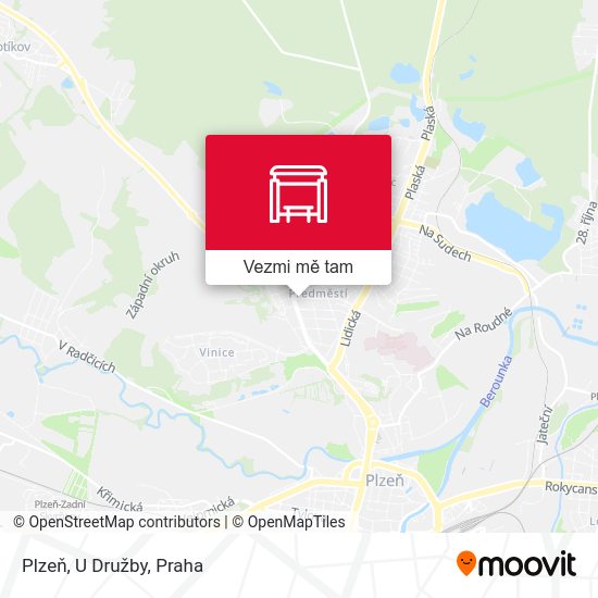 Plzeň, U Družby mapa
