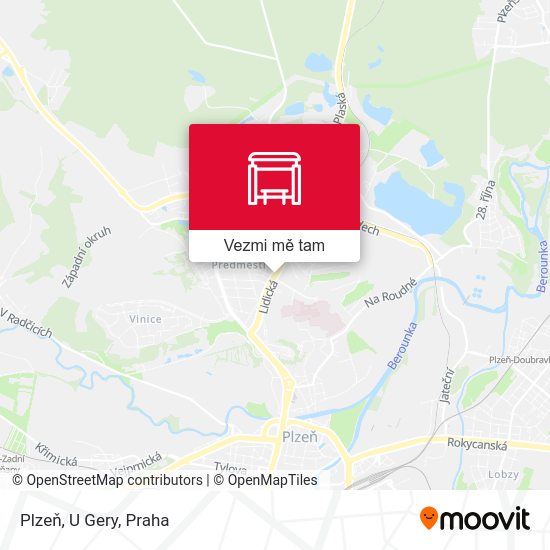 Plzeň, U Gery mapa