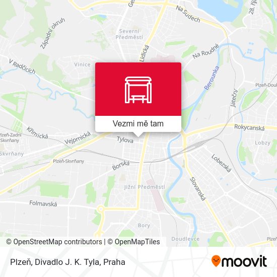Plzeň, Divadlo J. K. Tyla mapa