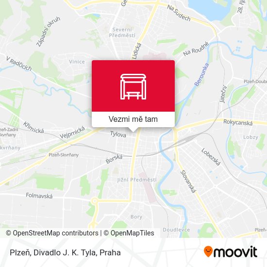 Plzeň, Divadlo J. K. Tyla mapa