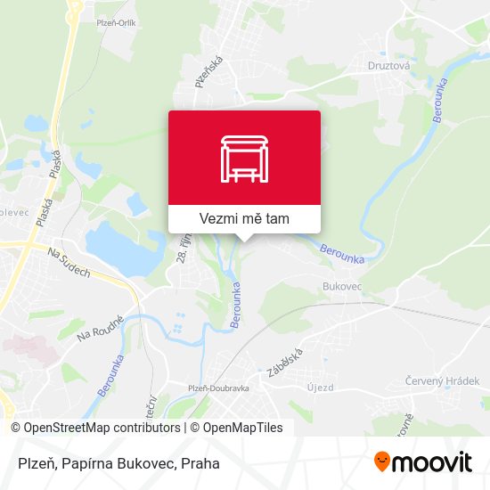 Plzeň, Papírna Bukovec mapa