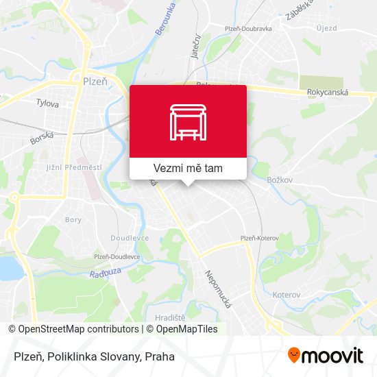 Plzeň, Poliklinka Slovany mapa