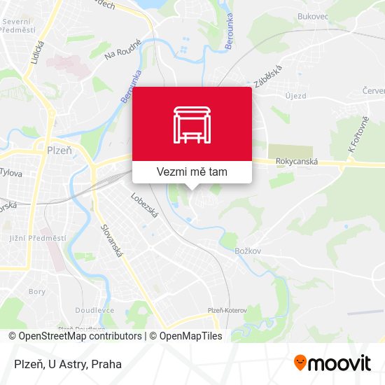 Plzeň, U Astry mapa