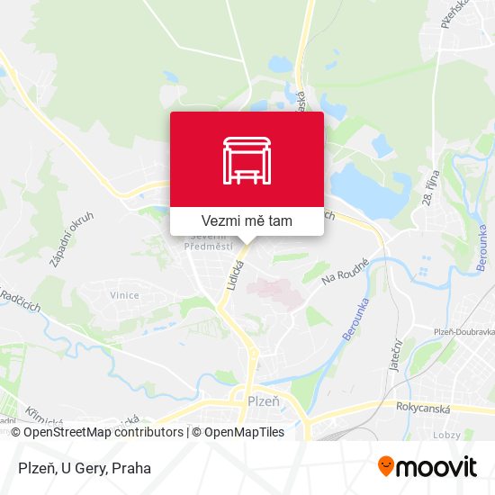 Plzeň, U Gery mapa