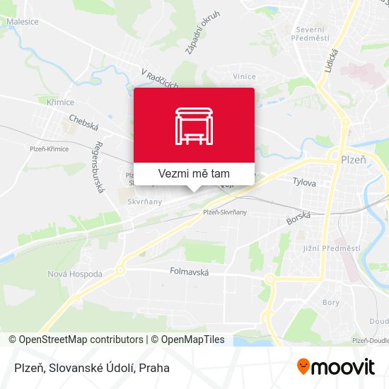 Plzeň, Slovanské Údolí mapa