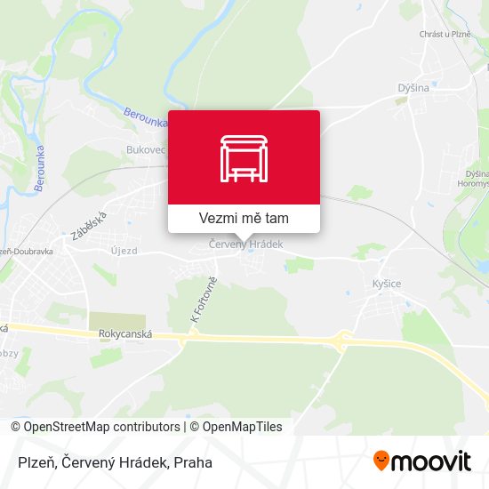 Plzeň, Červený Hrádek mapa