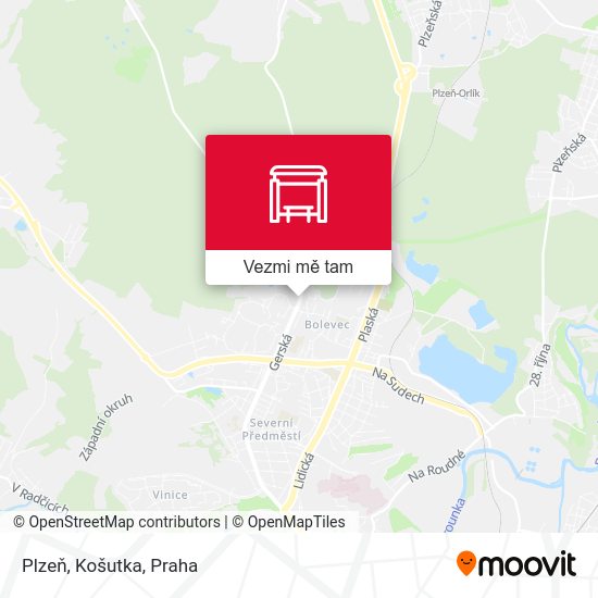 Plzeň, Košutka mapa