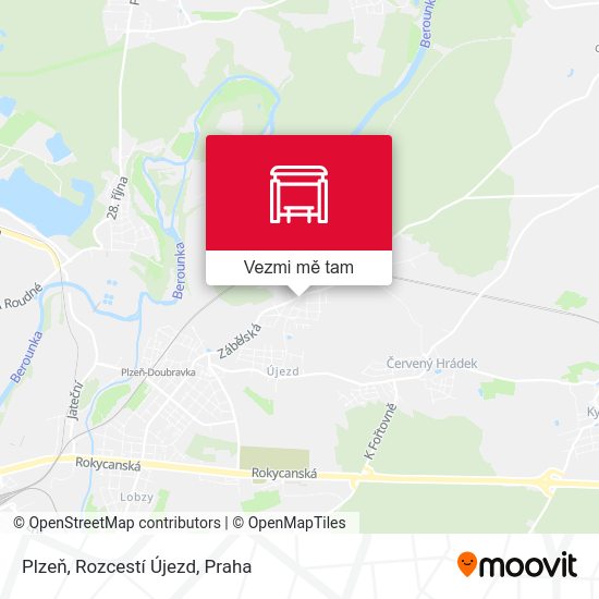 Plzeň, Rozcestí Újezd mapa