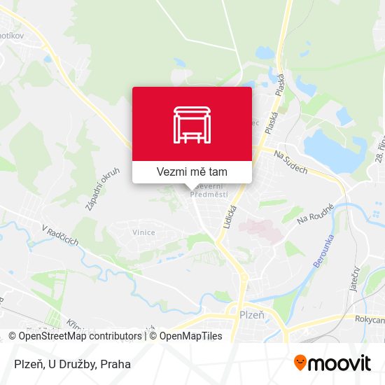 Plzeň, U Družby mapa