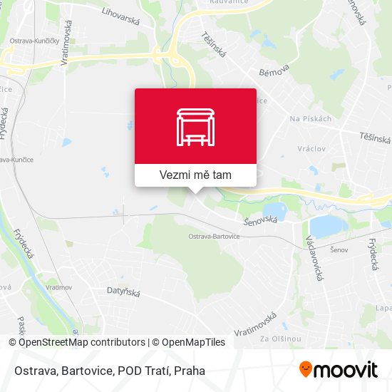 Ostrava, Bartovice, POD Tratí mapa