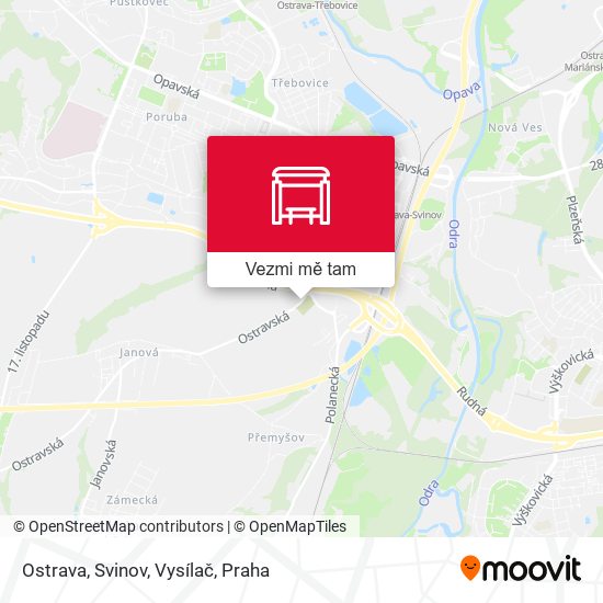 Ostrava, Svinov, Vysílač mapa