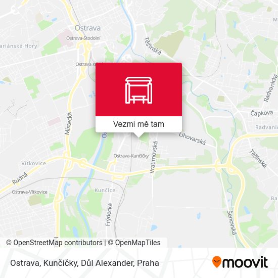 Ostrava, Kunčičky, Důl Alexander mapa