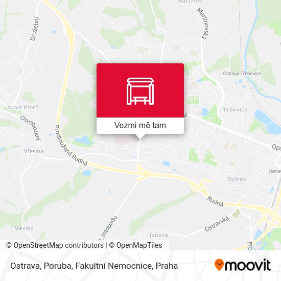Ostrava, Poruba, Fakultní Nemocnice mapa