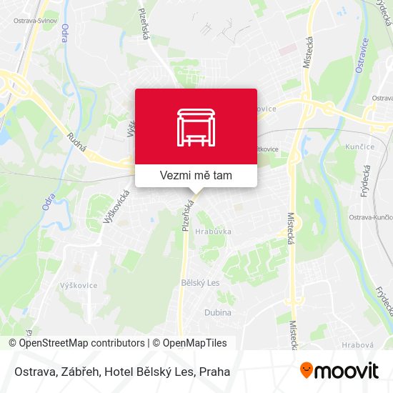 Ostrava, Zábřeh, Hotel Bělský Les mapa