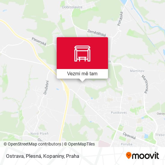 Ostrava, Plesná, Kopaniny mapa