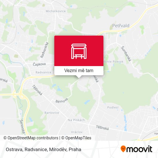 Ostrava, Radvanice, Míroděv mapa