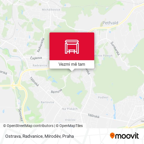Ostrava, Radvanice, Míroděv mapa