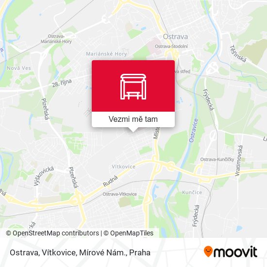 Ostrava, Vítkovice, Mírové Nám. mapa